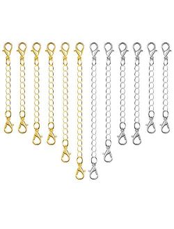 Paxcoo 12Pcs Chain Extender Jewelry Necklace Lobster Clasps and Closures for Necklace Bracelet Jewelry Making Supplies