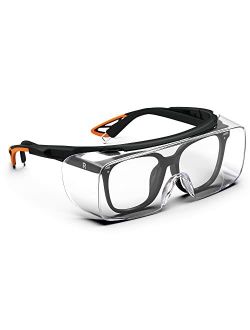 TOREGE Safety Glasses, Anti Fog Safety Glasses Over Glasses, Safety Goggles With HD Lenses,Medical Goggles For Men&Women(Gray/Clear Lens)