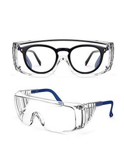 Torege Safety Glasses,Anti Fog Safety Glasses Over glasses with Adjustable Temples