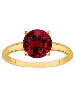 Houston Diamond District 1/2-5 Carat 14K Yellow Gold Round Ruby 4 Prong Diamond Engagement Ring (AAA Quality)
