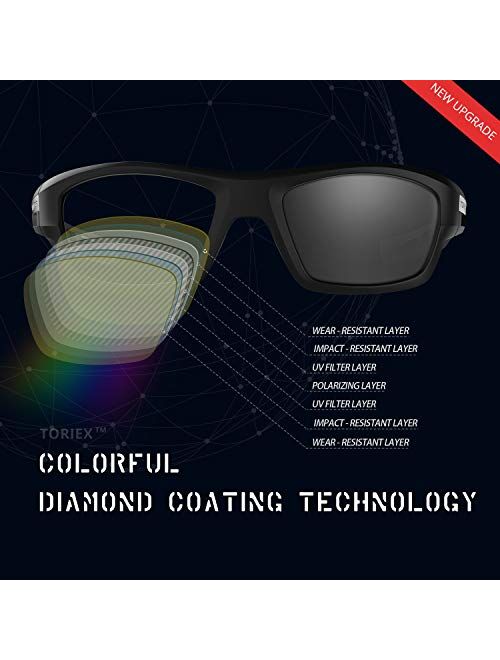 TOREGE Polarized Sports Sunglasses for Man Women Cycling Running Fishing Golf TR90 Unbreakable Frame TR07 Steath Man