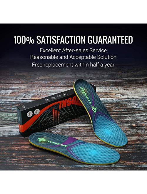 Torege Replacement Insoles for Men Women-deep Heel Cup Shock Absorption and Rigid Arch Support to Relieve Fatigue and Pain IN01 (Women Size)