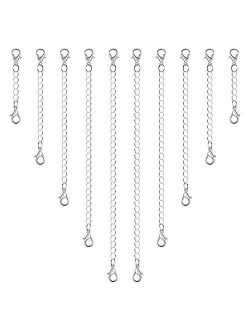 Anezus 10Pcs Necklace Extenders, Jewelry Extenders for Necklaces, Silver Bracelet Extender, Chain Extenders for Necklace, Bracelet and Jewelry Making (Assorted Sizes)