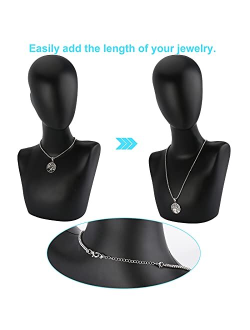 UUBAAR Necklace Extenders, Jewelry Chain Extenders for Necklaces, Double Lobster Clasp Bracelet Extender, Stainless Steel Necklace Extender, Length: 6" 5" 4" 3" 2"
