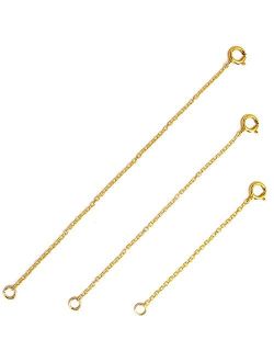 BENIQUE Necklace Extenders for Women- 14K Gold Filled Fine Chain, Dainty Durable Strong Removable, Made in USA, Set of 3