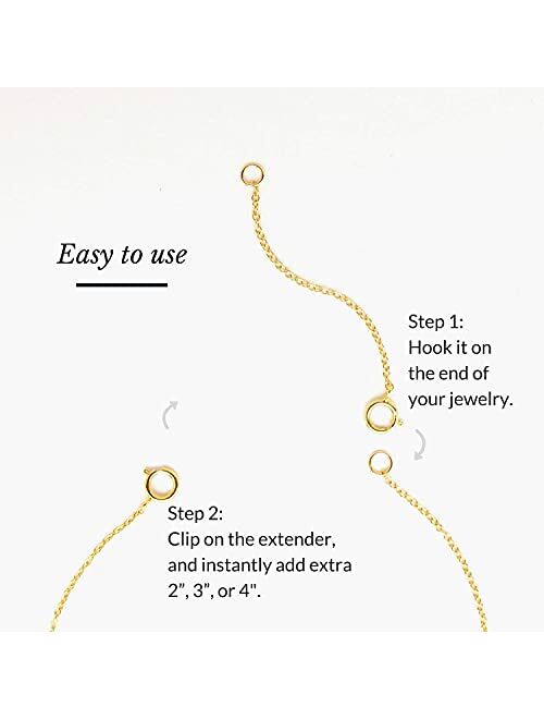 BENIQUE Necklace Extenders for Women- 14K Gold Filled Fine Chain, Dainty Durable Strong Removable, Made in USA, Set of 3