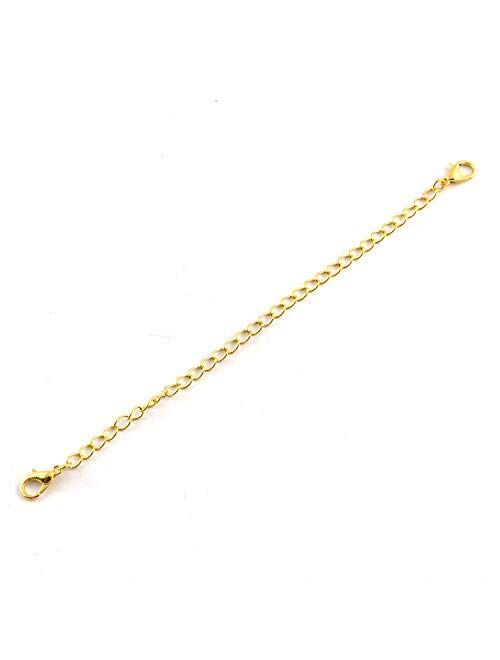 Youliang 5pcs Gold Extension Chain - Two End Buckle 2, 3, 4, 5, 6 Inch Necklace Extenders Chain Lobster Clasp Tail Chain for Necklace Bracelet DIY Jewelry Making