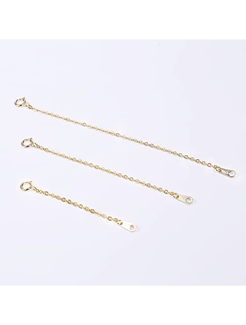 ALEXCRAFT 14K Gold Necklace Extenders 925 Sterling Silver Necklace Bracelet Ankle Extender Chain Extension for Jewelry Making2 3 4 inch