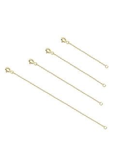 CASSIECA 4 Pcs Sterling Silver Necklace Extenders Silver Gold Chain Extenders for Necklaces Bracelet Anklet, Length 2" 3" 4" 6"