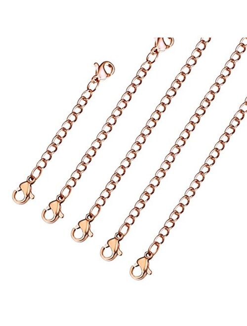 ORAZIO 5-10Pcs Stainless Steel Necklace Bracelet Extender Chain Set,2" 3" 4" 5" 6"