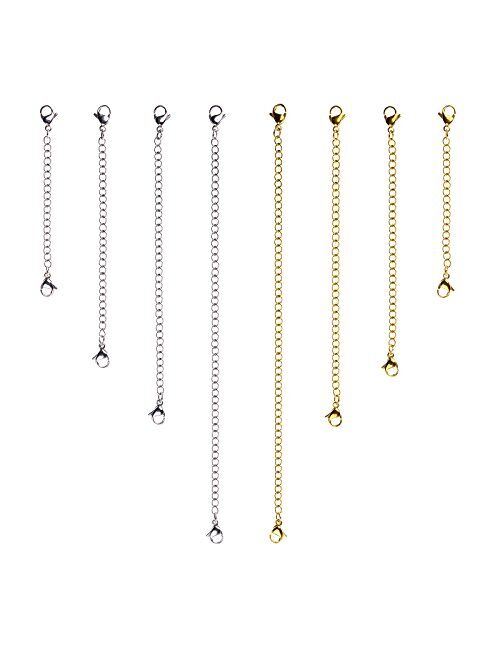 D-buy 8 Pieces Stainless Steel Necklace Extenders Bracelet Extenders Extender Chains Set of 4 Different Length: 6 inch 4 inch 3 inch 2 inch