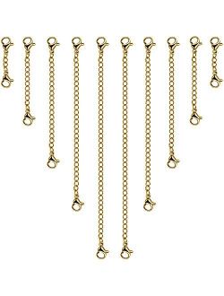 YGDZ 10 Pieces Necklace Extender, Stainless Steel Chain Extender Jewelry Necklace Bracelet Extender with Lobster Clasps for Jewelry Making, 5 Sizes(1 2 3 4 5)