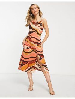 Outrageous Fortune midi dress in 70's swirl print