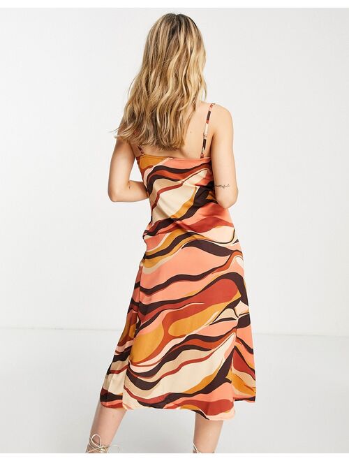 Outrageous Fortune midi dress in 70's swirl print