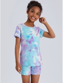 Beezizac Unicorn Pajamas for Girls 100% Quality Cotton Kids Sleepover Matching PJS Set Summer Tee Shirt Loungewear Size 6-16