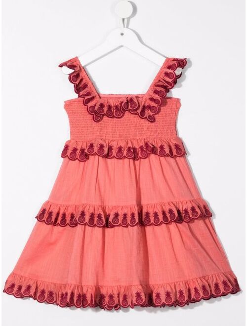 ZIMMERMANN Kids pineapple-embroidered smocked dress