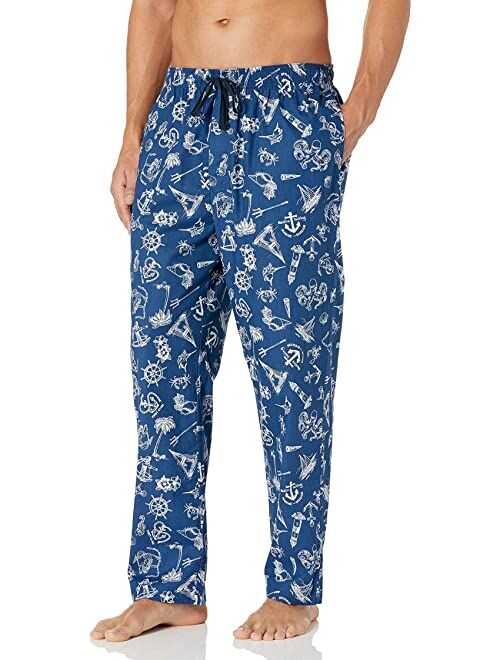 Mens Nautica Men's Soft Woven 100% Cotton Elastic Waistband Sleep Pajama Pant