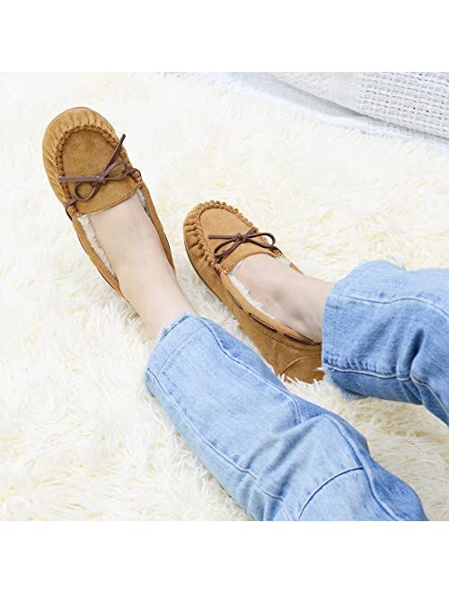 SOCIFAN Womens Moccasin Slippers Indoor Outdoor House Shoes Memory Foam Bedroom Slippers