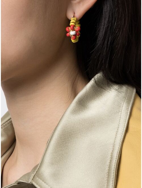 Bottega Veneta beaded flower hoop earrings