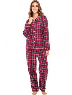 Men's Warm Flannel Button Down Pajamas, Long Cotton Pj Set