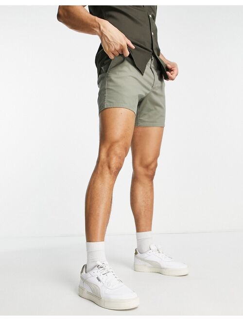 ASOS DESIGN slim chino shorts in light khaki