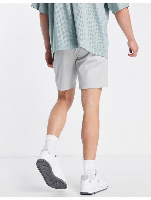 ASOS DESIGN slim chino shorts with elastic waist in light gray