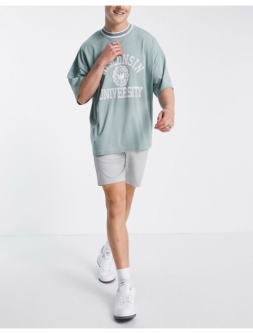 ASOS DESIGN slim chino shorts with elastic waist in light gray