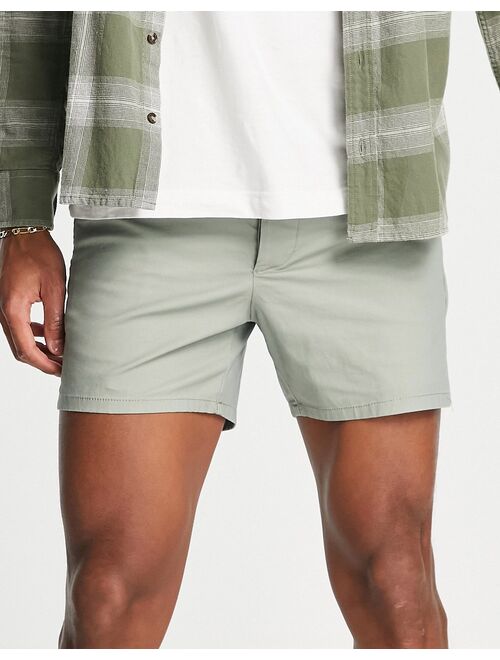 ASOS DESIGN skinny chino shorts in light green