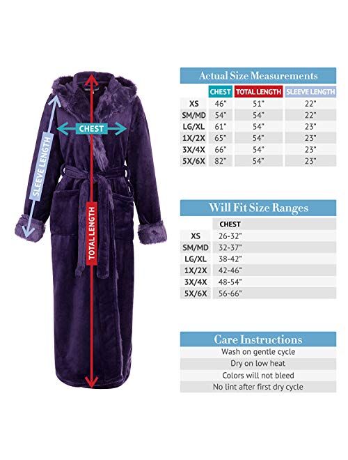Alexander Del Rossa Women's Short Fleece Robe with Hood, Knee Length Faux Fur Bathrobe