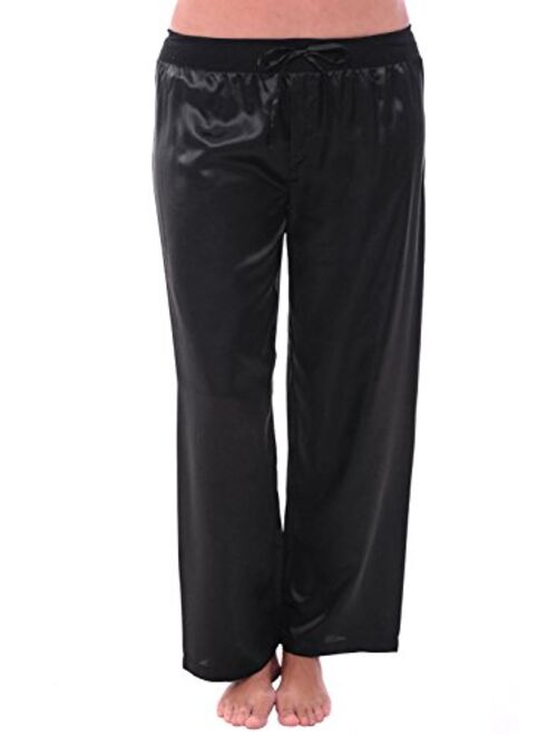 Alexander Del Rossa Womens Satin Solid and Printed Pajama Pants, Silky Pj Bottoms