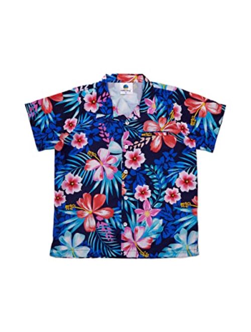 SALTEEBAY Funky Hawaiian Shirt Boys/Kids Flower Print Aloha Dark Blue