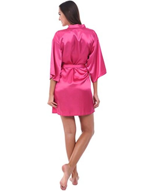 Alexander Del Rossa Womens Satin Printed Robe, Mid-Length Dressing Gown