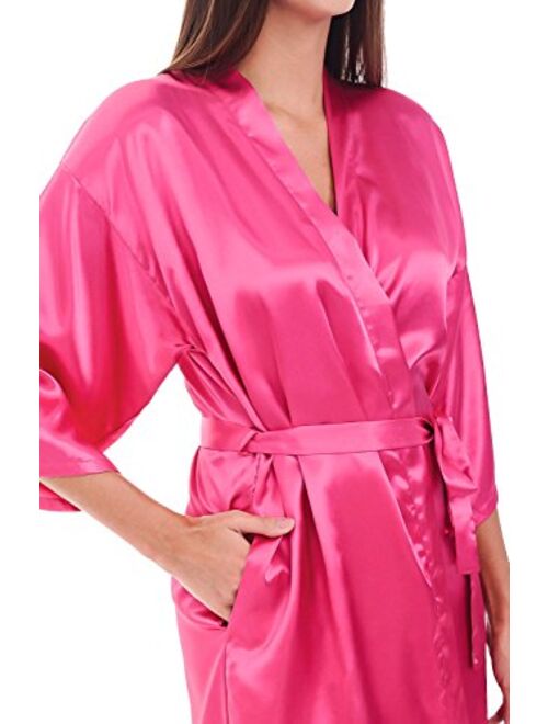 Alexander Del Rossa Womens Satin Printed Robe, Mid-Length Dressing Gown
