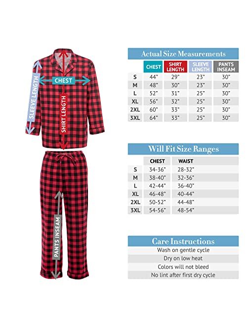 Alexander Del Rossa Men's Warm Flannel Button Down Pajamas, Long Cotton Pj Set