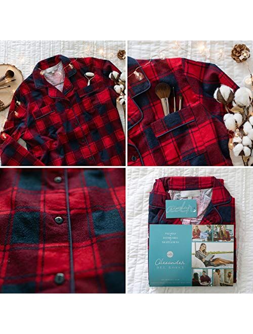 Alexander Del Rossa Women's Warm Flannel Sleep Shirt, Button Down Boyfriend Nightgown