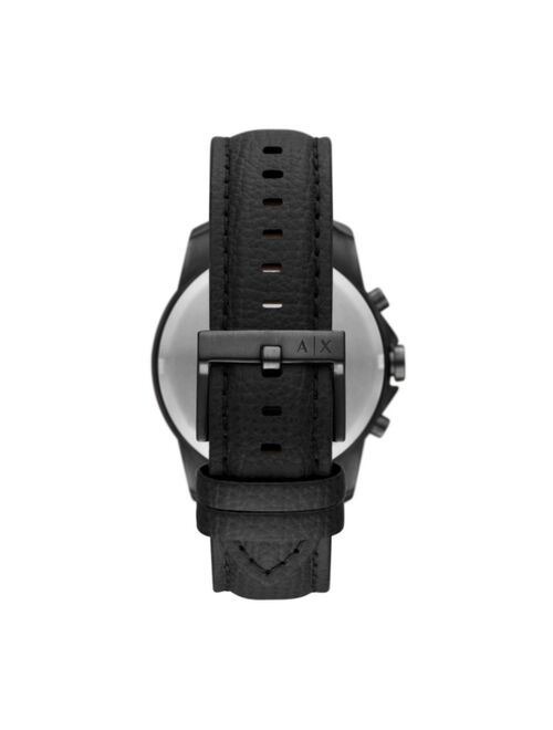 A|X Armani Exchange Men's Chronograph Black Leather Strap Watch 44mm