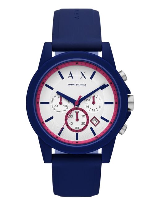 A|X Armani Exchange Men's Hampton in Blue Gradient with Blue Case Silicone Strap Watch 44mm