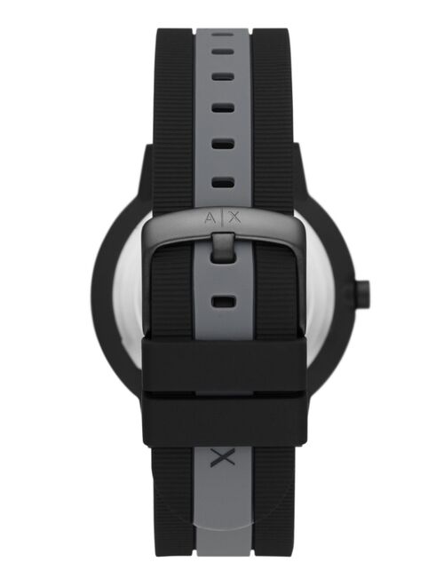 A|X Armani Exchange Men's Cayde Milano Black & Gray Silicone Strap Watch 42mm
