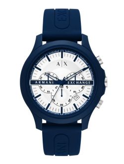 A|X Armani Exchange Men's Chronograph Hampton Dark Blue Silicone Strap Watch 46mm