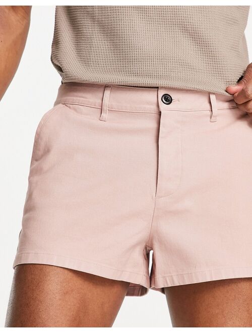 ASOS DESIGN slim chino shorter shorts in pink