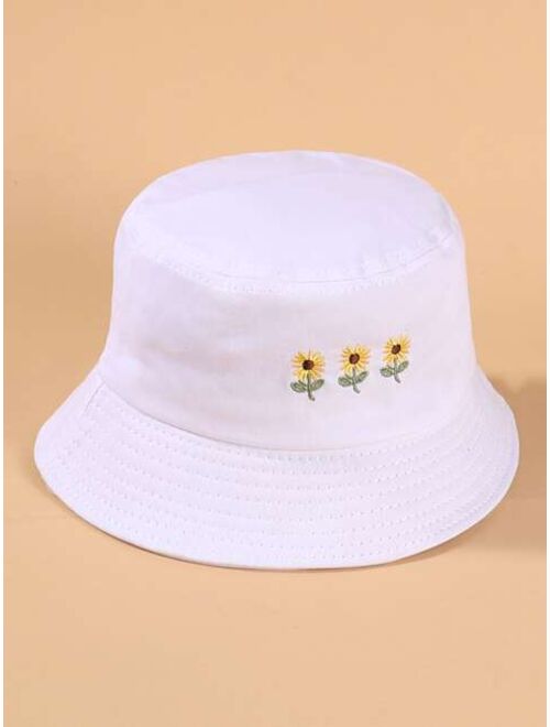 Shein Kids Flower Embroidered Bucket Hat