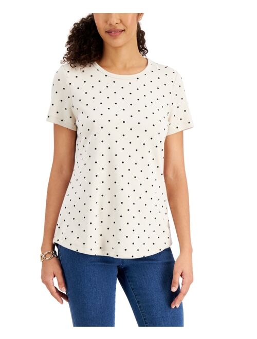 Karen Scott Petite Printed Crew Neck T-Shirt, Created for Macy's