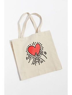 Keith Haring Holding Heart Tote Bag