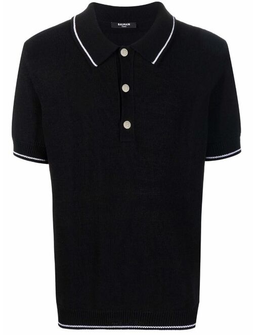 Balmain knitted short-sleeved polo shirt