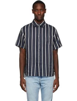 Navy & Beige Stripe Linen Shirt