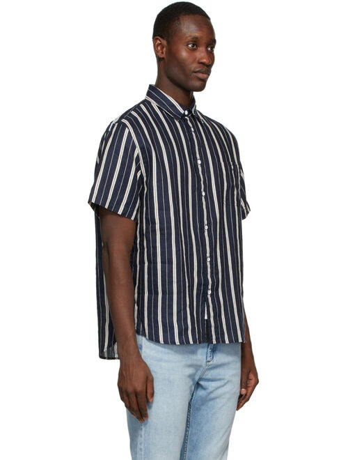 rag & bone Navy & Beige Stripe Linen Shirt