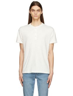 White Cotton Classic Henley T-Shirt