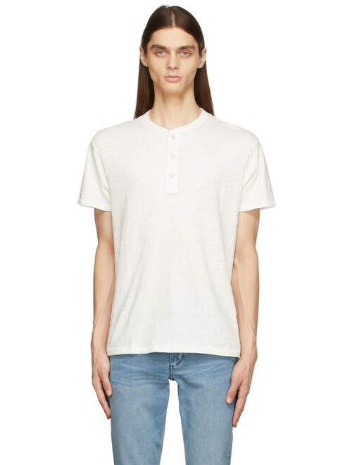 rag & bone White Cotton Classic Henley T-Shirt