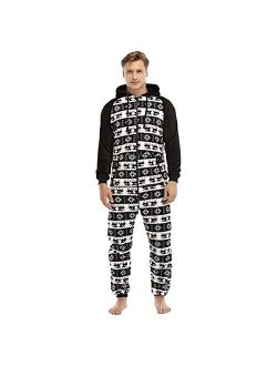 LLDYYDS Mens Onesie Pajamas Ultra Soft Thermal Union Suit One Piece Pajama Sleepwear Flannel Loungewear with Hood