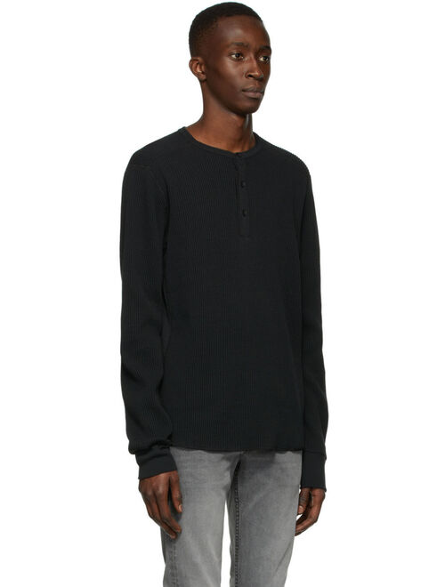 rag & bone Black Waffle Devon Henley